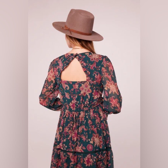 NWT Band Of The Free RUN THE WORLD PINE PAISLEY EMPIRE WAIST MIDI DRESS Boho - Picture 2 of 6